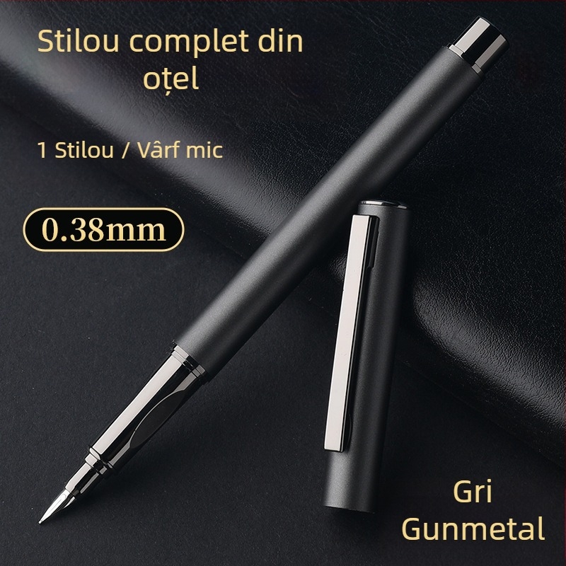 Stilou metalic din oțel integral pentru caligrafie, schițe și semnătură