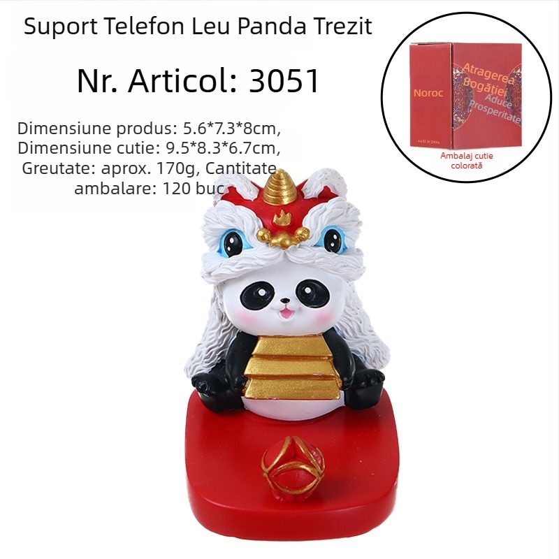 Suport pentru telefon cu Leu Dansator și Panda, decor de birou pentru masă, stil național în trend, suvenir cadou de sărbători