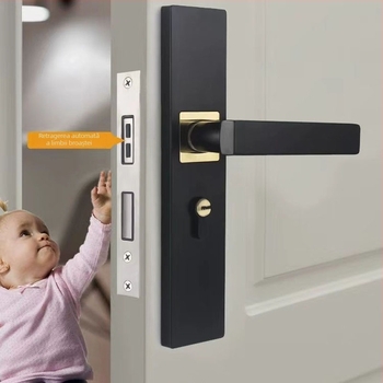 Încuietoare de ușă de interior pentru dormitor, pentru uși din lemn, încuietoare magnetică silențioasă, design modern minimalist