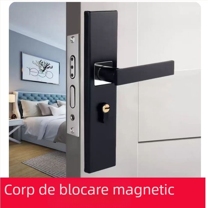 Încuietoare de ușă de interior pentru dormitor, pentru uși din lemn, încuietoare magnetică silențioasă, design modern minimalist