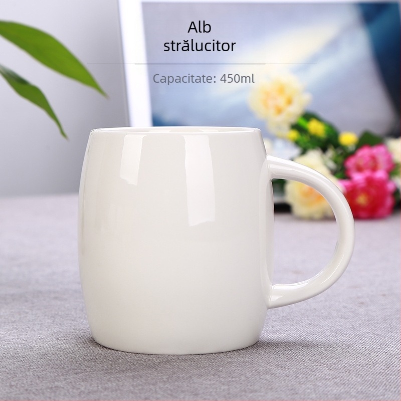 Ceașcă ceramică creativă cu capac și lingură, capacitate mare, formă de inimă pentru cafea, design modern și simplu, set din două piese