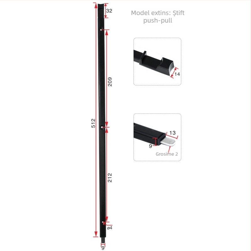 Încuietoare multipunct pentru uși și ferestre din aluminiu, cu barieră termică, montaj pe suprafață, blocare superioară și inferioară, anti-furt