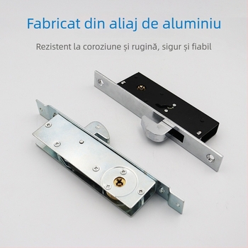 Set mecanic de încuietori pentru uși glisante duble, încuietoare cilindrică pentru uși din sticlă cu cadru, încuietoare cu limbă plată pentru podea și încuietoare cu cârlig pentru uși din aliaj de aluminiu și PVC