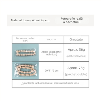 Bandă pentru perdea cu mărgele din lemn și cataramă magnetică, lucrată manual, design simplu