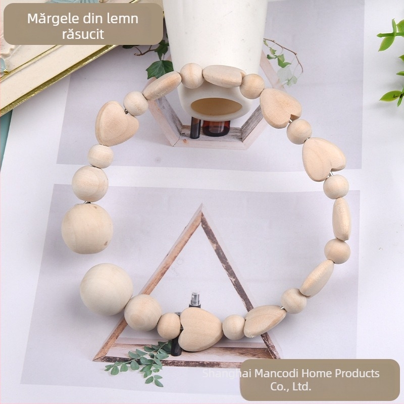 Bandă pentru perdea cu mărgele din lemn și cataramă magnetică, lucrată manual, design simplu