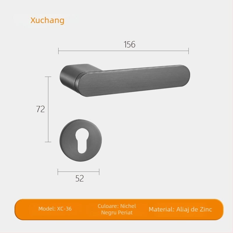Încuietoare interioară pentru ușă din lemn masiv cu mâner — lacăt mecanic silențios pentru dormitor și baie, design minimalist
