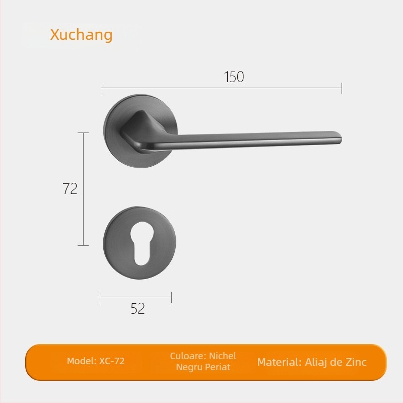Încuietoare interioară pentru ușă din lemn masiv cu mâner — lacăt mecanic silențios pentru dormitor și baie, design minimalist