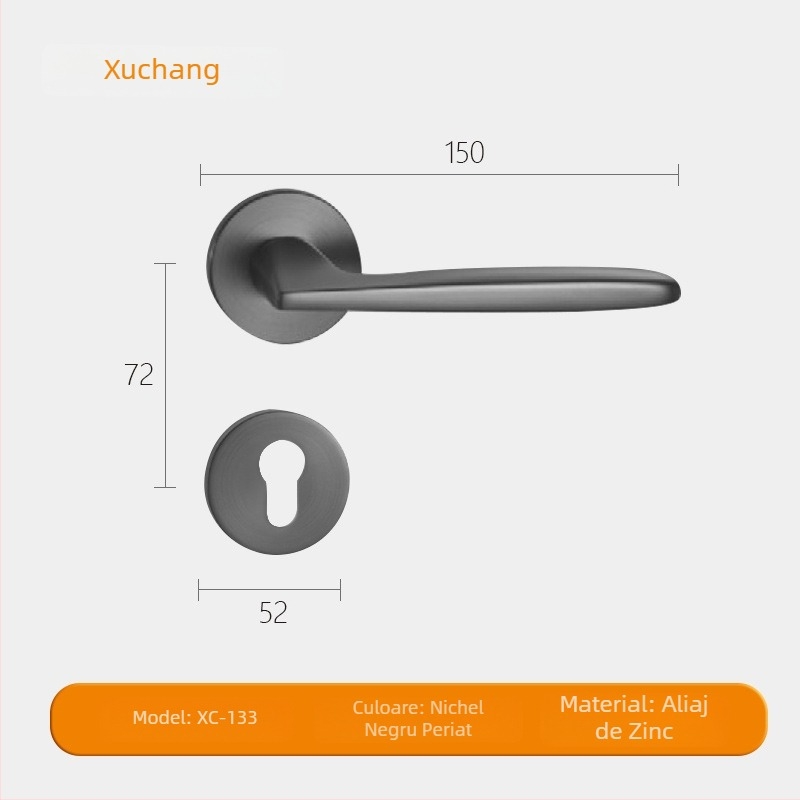 Încuietoare interioară pentru ușă din lemn masiv cu mâner — lacăt mecanic silențios pentru dormitor și baie, design minimalist