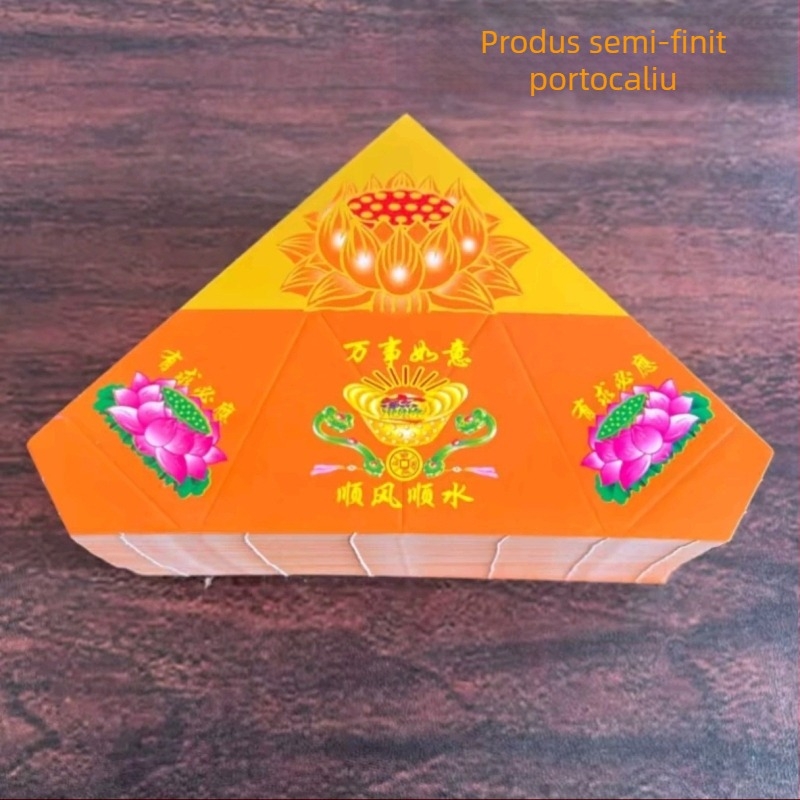 Piese de lotus din carton rigid pentru origami, vas în lanț pliabil, hârtie cu text și ștampilă aurie pentru ritualuri – en-gros, semifabricate, cutie întreagă