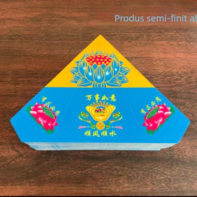 Piese de lotus din carton rigid pentru origami, vas în lanț pliabil, hârtie cu text și ștampilă aurie pentru ritualuri – en-gros, semifabricate, cutie întreagă