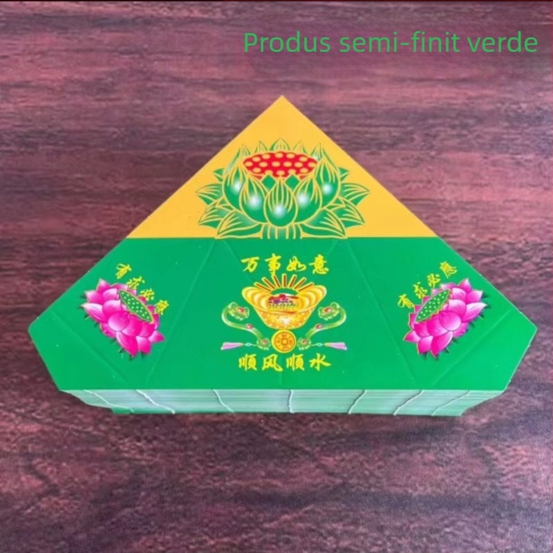 Piese de lotus din carton rigid pentru origami, vas în lanț pliabil, hârtie cu text și ștampilă aurie pentru ritualuri – en-gros, semifabricate, cutie întreagă