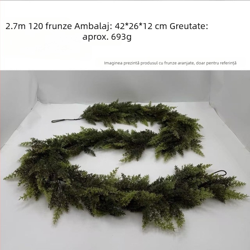 Liană artificială cu frunze de chiparos, bandă luminoasă pentru șemineu și scară