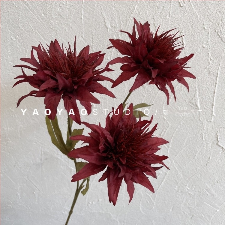 Anemone de mare artificiale cu trei capete, flori de satin pentru decor de nuntă, decor de hotel și aranjamente de sală