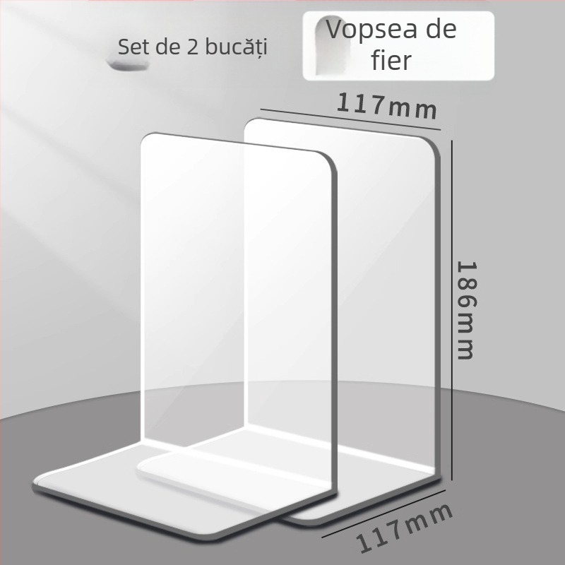 Suport de cărți transparent în formă de L pentru birou