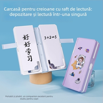 Cutie multifuncțională pentru rechizite cu raft de lectură, penar cu capacitate dublă pentru copii