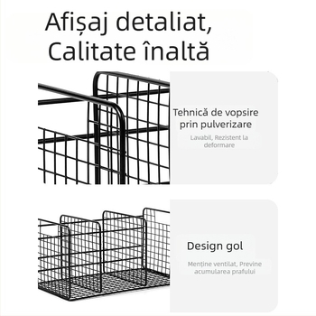 Deli Tb100 Suport pentru cărți din plasă metalică, cu trei secțiuni de clasificare pentru bibliotecă, suport din fier pentru cărți
