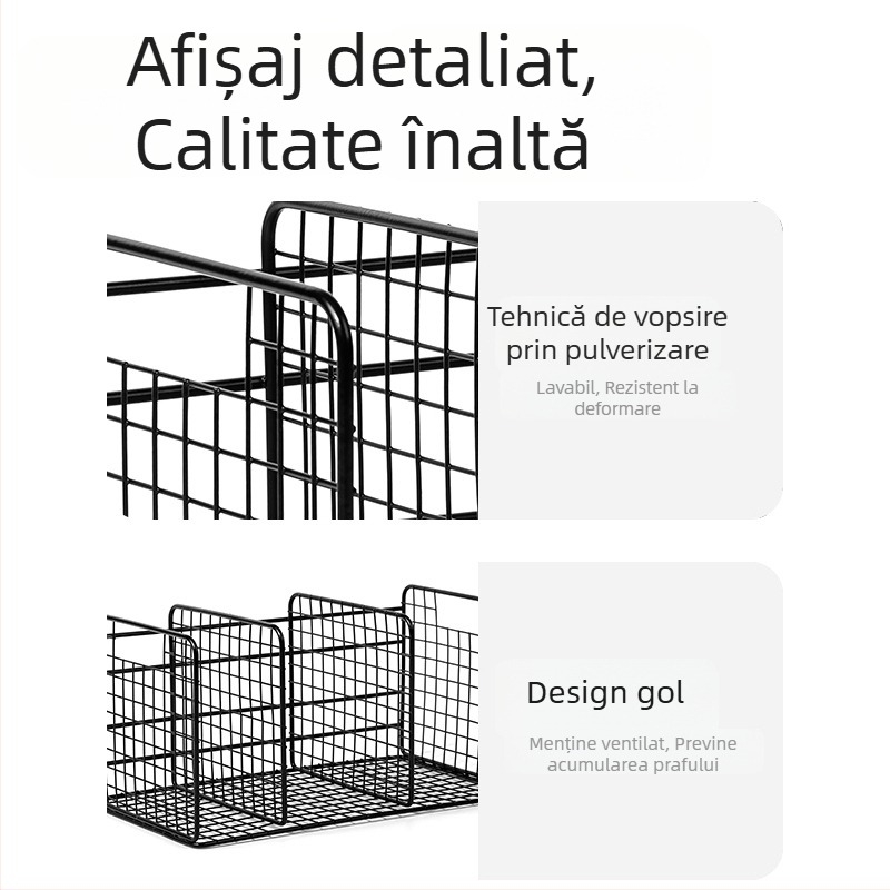 Deli Tb100 Suport pentru cărți din plasă metalică, cu trei secțiuni de clasificare pentru bibliotecă, suport din fier pentru cărți