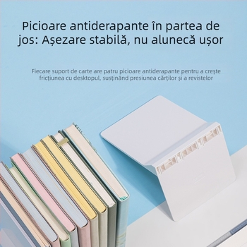 Deli Suport pliabil pentru cărți de birou – Organizator de birou din plastic, set de 2 bucăți, alb/albastru