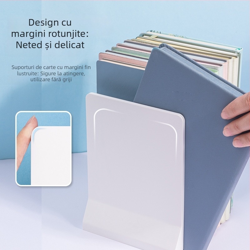 Deli Suport pliabil pentru cărți de birou – Organizator de birou din plastic, set de 2 bucăți, alb/albastru