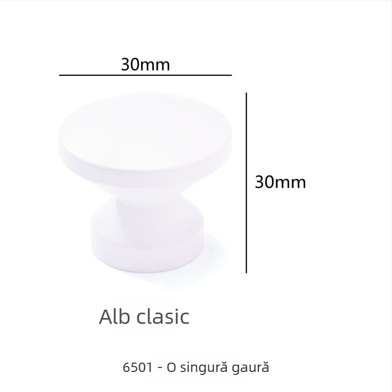 Mâner pentru dulap cu o singură gaură, pentru uși și sertare, Morandi alb și gri deschis, pentru camera copiilor și birou, stil minimalist modern