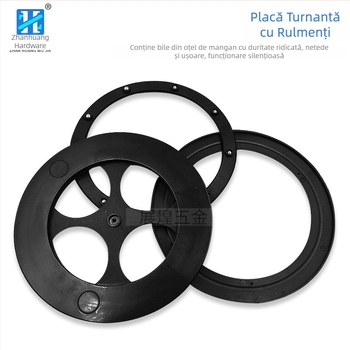 Platou rotativ din plastic cu rulment cu bile, negru; pentru vitrină, suport pentru cuțite și tavă pentru decorarea prăjiturilor