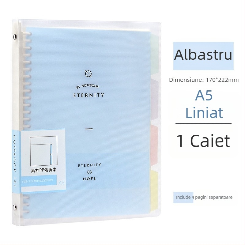 Wen Gu caiet cu 50 de pagini, secționat, cu foi detașabile, format A5, liniat, caiet studențesc cu spirală