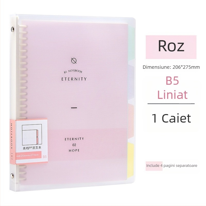 Wen Gu caiet cu 50 de pagini, secționat, cu foi detașabile, format A5, liniat, caiet studențesc cu spirală