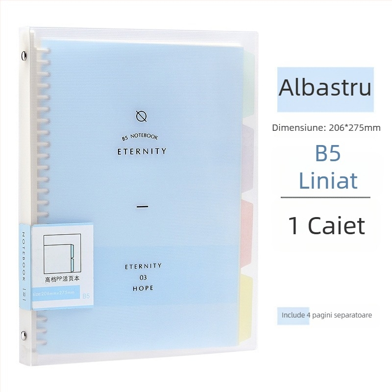 Wen Gu caiet cu 50 de pagini, secționat, cu foi detașabile, format A5, liniat, caiet studențesc cu spirală