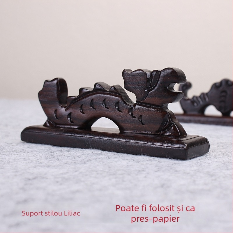 Biumi suport pentru pensule din lemn, în formă de dragon și liliac, pentru caligrafie și pictură chineză