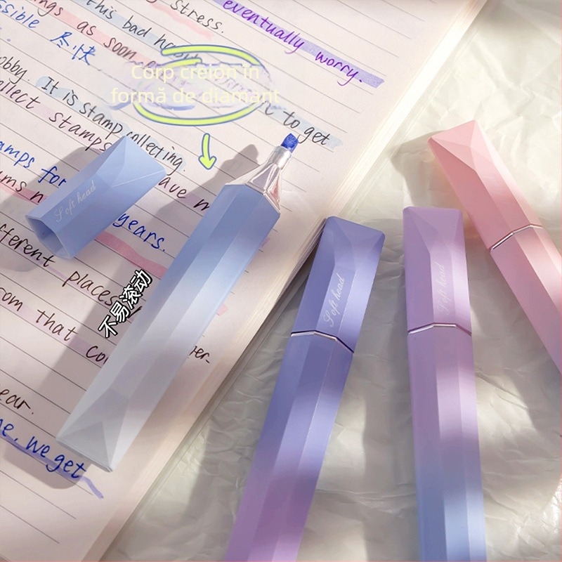 Marker de evidențiere gradient prismatic – culori vii, neștergibil, pentru elevi