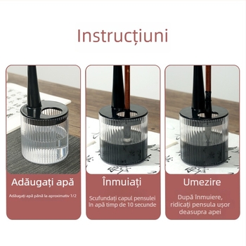 Suport multifuncțional pentru pixuri cu recipient de cerneală, cilindru de spălat pensule, clips de uscare și suport hidratant pentru scris