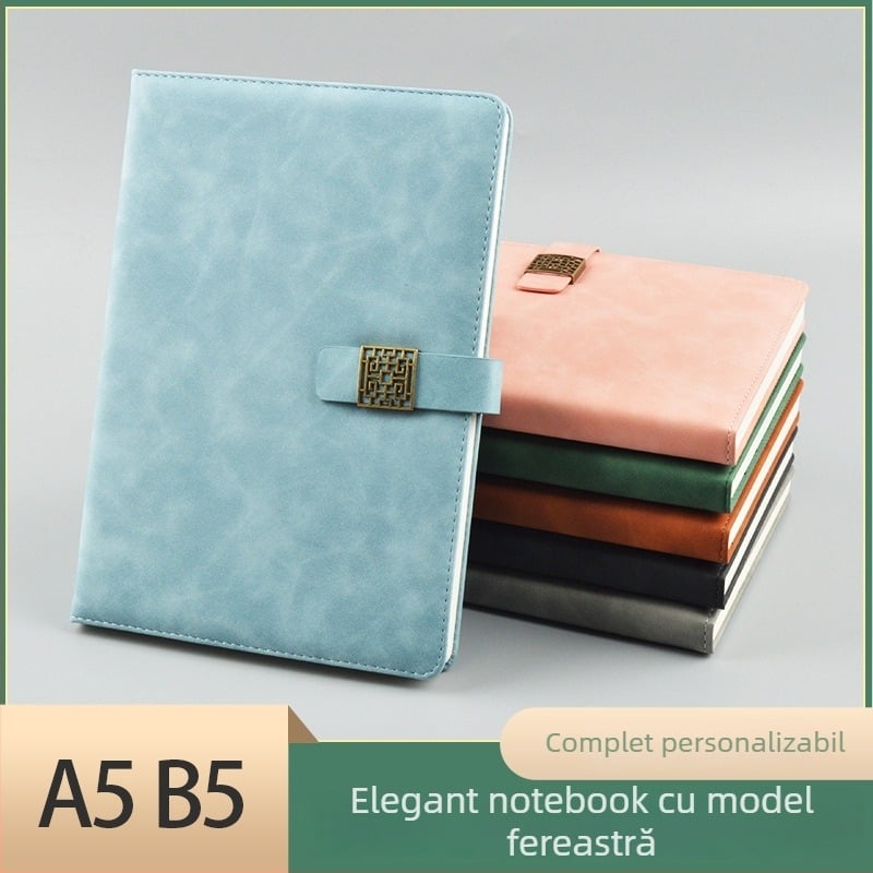 Caiet A5 cu stil național și cataramă decorativă de fereastră, pentru birou de afaceri și notițe de întâlniri, 50–100 pagini, imprimare logo disponibil