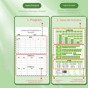 Caiet de teme portabil pentru elevi din clasa I, design drăguț