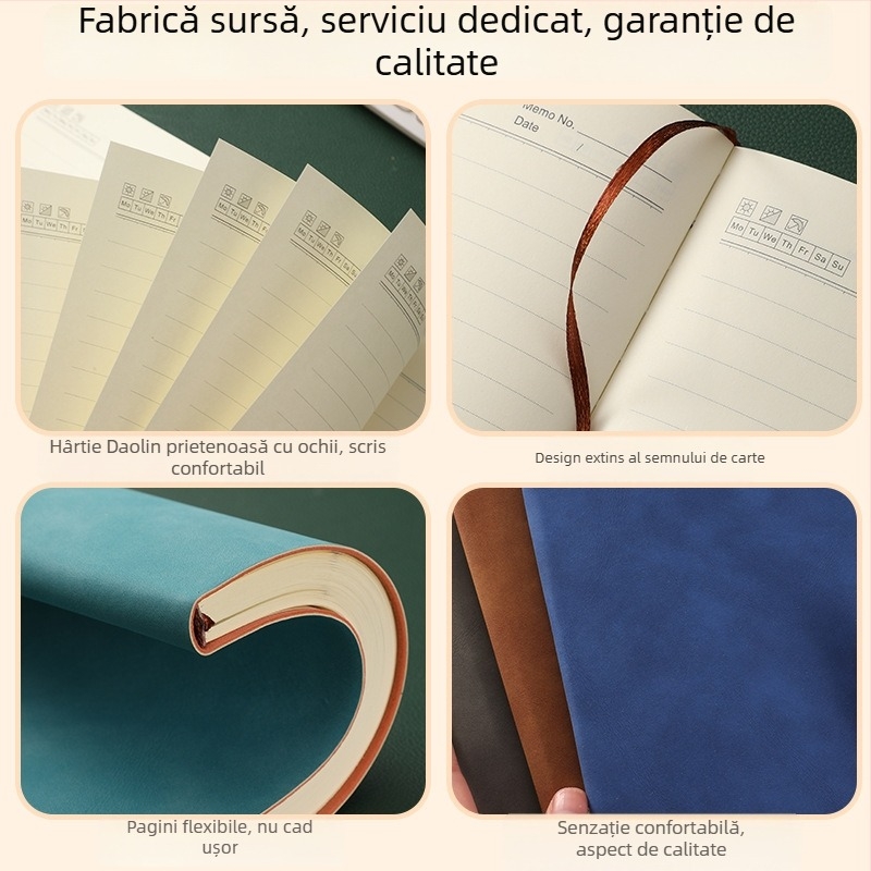 Caiet cu piele de miel, format A5 și B5, copertă groasă, jurnal de afaceri și întâlniri, jurnal minimalist pentru studenți, personalizare corporativă