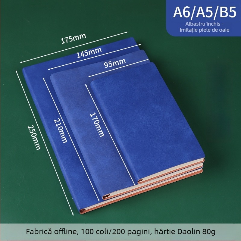 Caiet cu piele de miel, format A5 și B5, copertă groasă, jurnal de afaceri și întâlniri, jurnal minimalist pentru studenți, personalizare corporativă