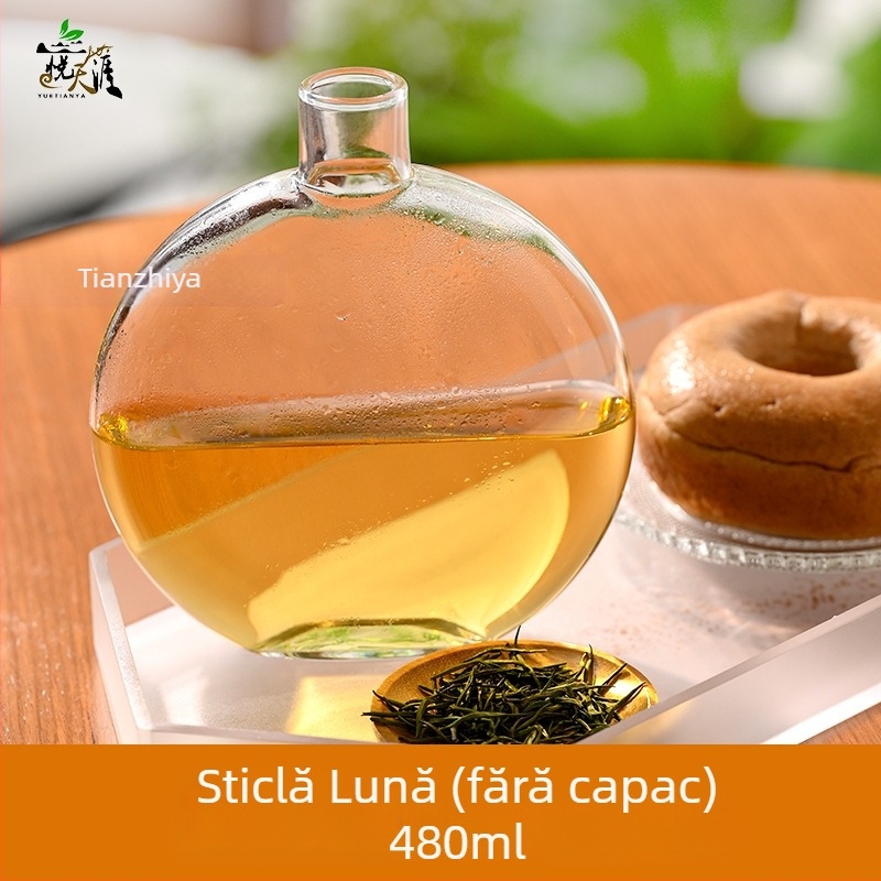 Sticlă rotundă din sticlă pentru infuzie rece și ceainic în stil chinezesc, model diagonal, set de ceai pentru ceai, cafea și vin de fructe