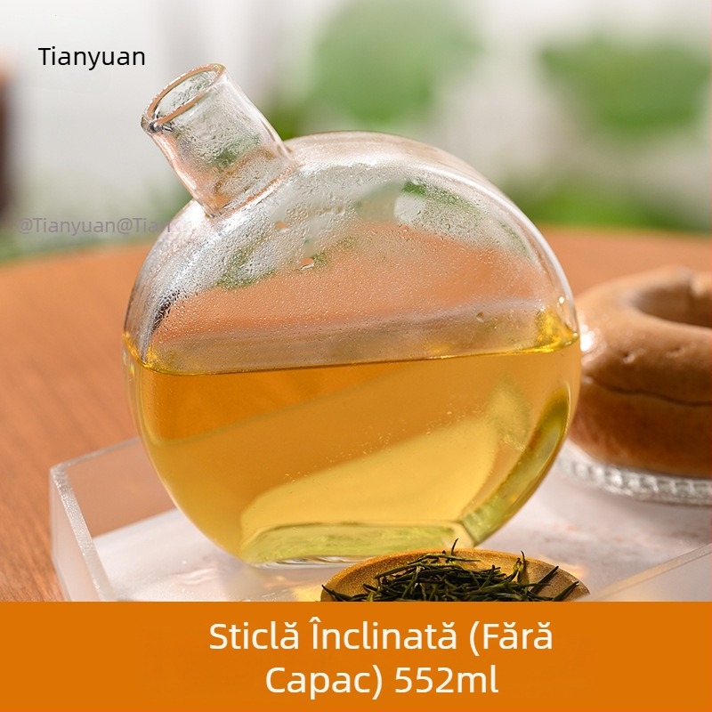 Sticlă rotundă din sticlă pentru infuzie rece și ceainic în stil chinezesc, model diagonal, set de ceai pentru ceai, cafea și vin de fructe