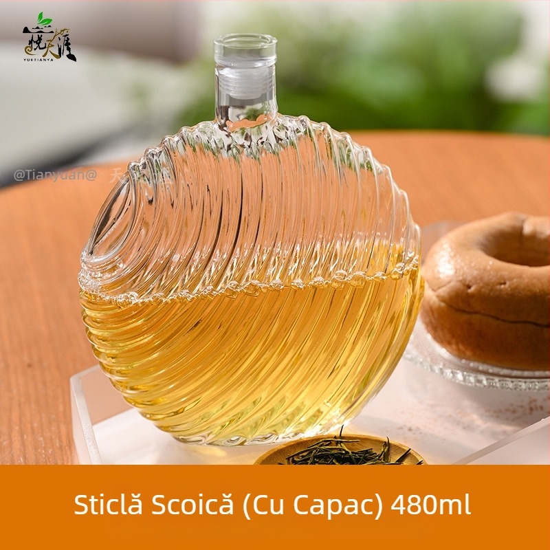 Sticlă rotundă din sticlă pentru infuzie rece și ceainic în stil chinezesc, model diagonal, set de ceai pentru ceai, cafea și vin de fructe