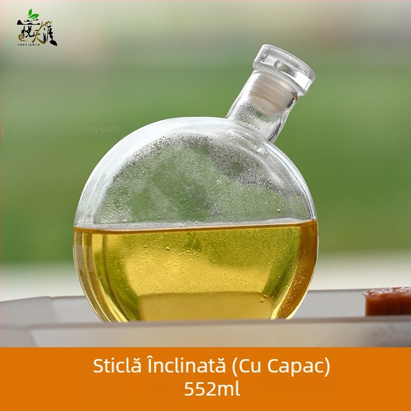 Sticlă rotundă din sticlă pentru infuzie rece și ceainic în stil chinezesc, model diagonal, set de ceai pentru ceai, cafea și vin de fructe