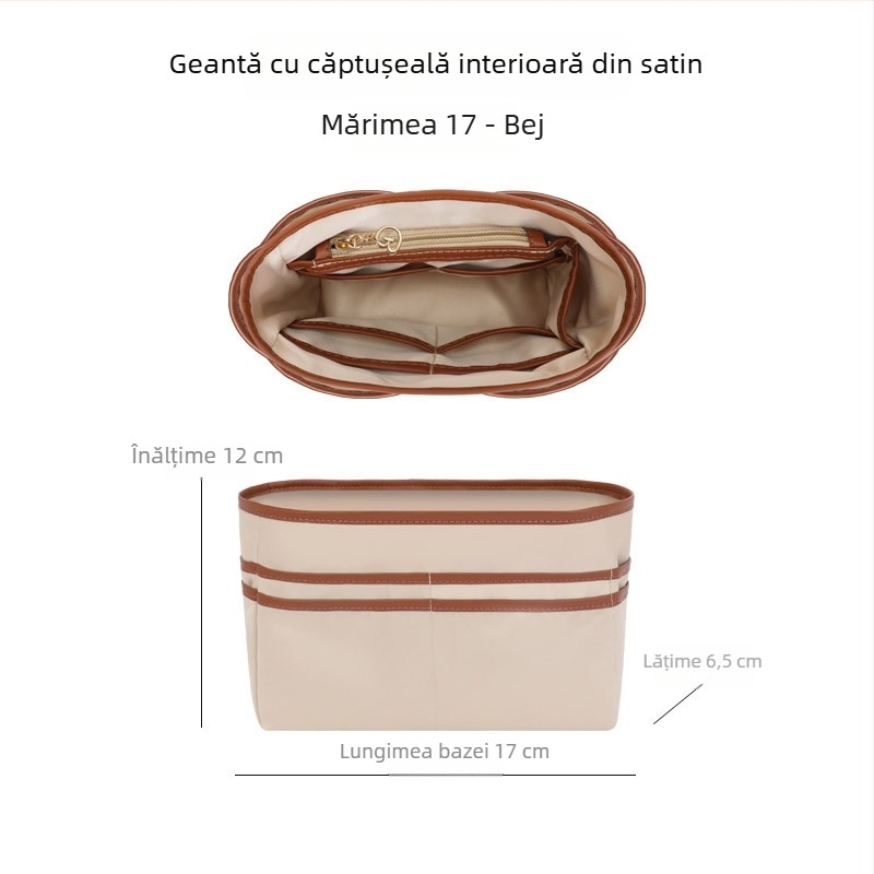 Inserție de organizare pentru geanta Tote, universală, ultra-ușoară, cu multiple buzunare și suport pentru pahar, căptușită cu satin