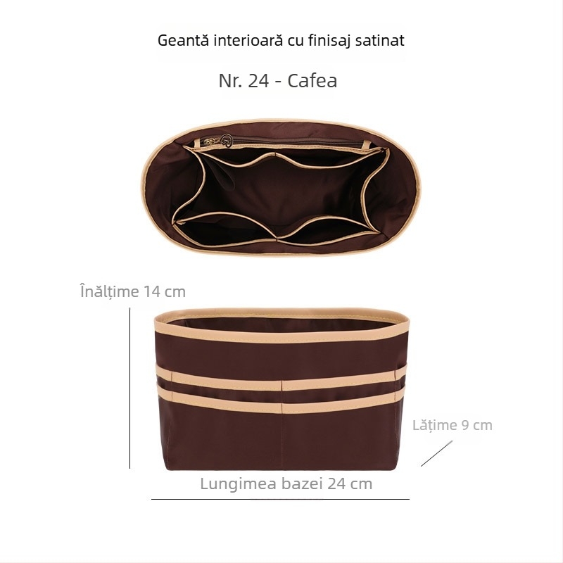 Inserție de organizare pentru geanta Tote, universală, ultra-ușoară, cu multiple buzunare și suport pentru pahar, căptușită cu satin