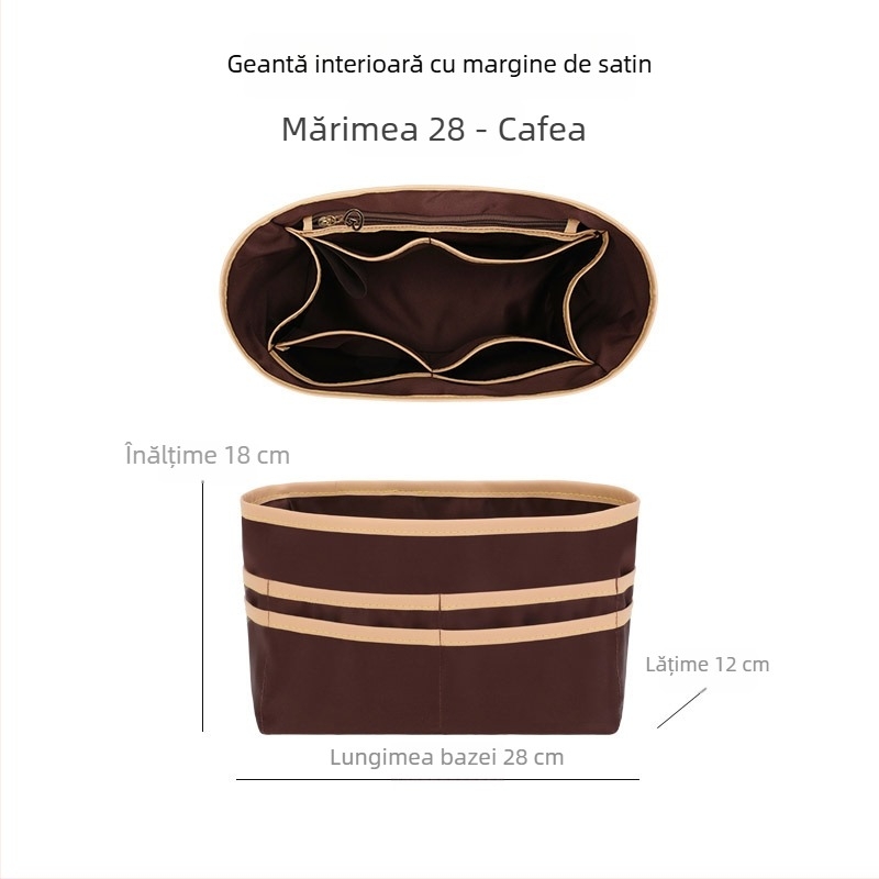 Inserție de organizare pentru geanta Tote, universală, ultra-ușoară, cu multiple buzunare și suport pentru pahar, căptușită cu satin