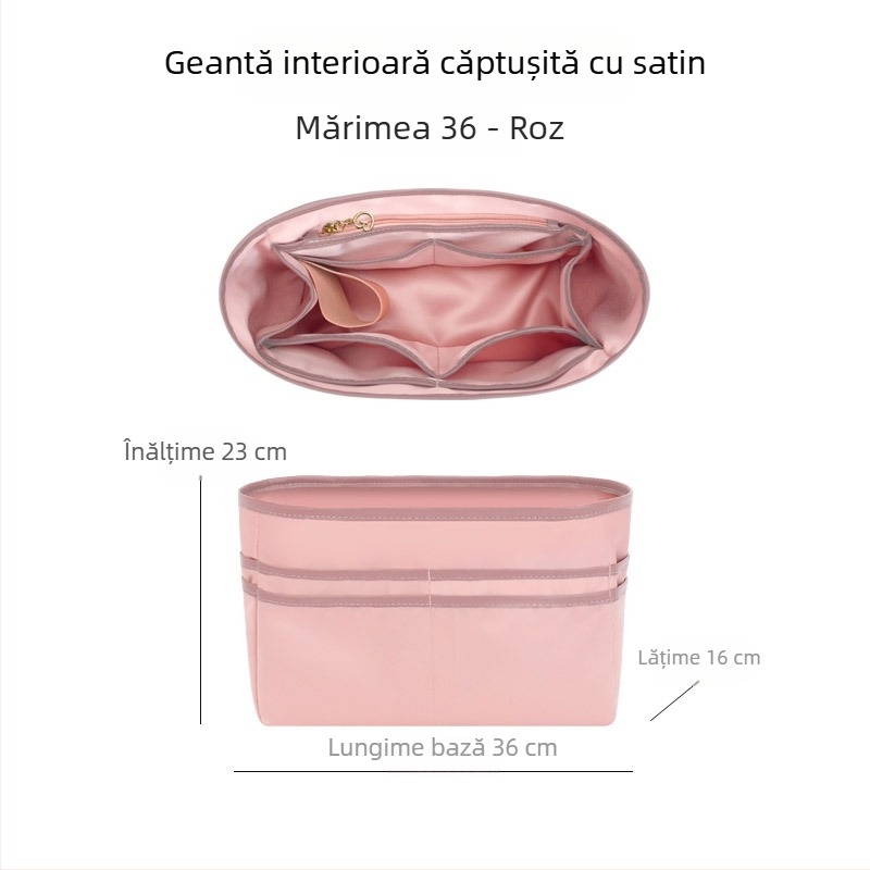 Inserție de organizare pentru geanta Tote, universală, ultra-ușoară, cu multiple buzunare și suport pentru pahar, căptușită cu satin