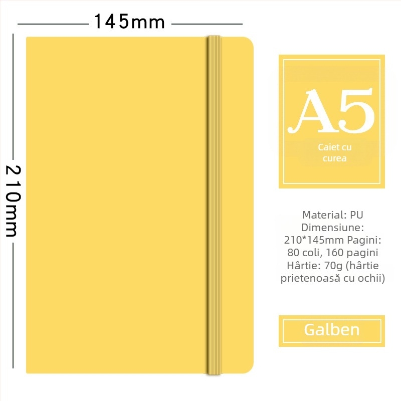 Notebook cu curea din piele sintetică, opțiune de logo, copertă moale, mai gros pentru învățare, note simple pentru studenți