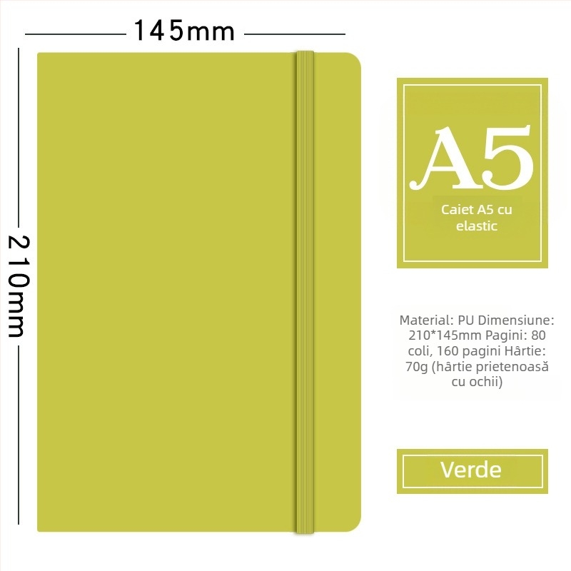 Notebook cu curea din piele sintetică, opțiune de logo, copertă moale, mai gros pentru învățare, note simple pentru studenți