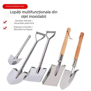 Lopată de grădină din oțel inoxidabil pentru săpat, plantarea copacilor, îndepărtarea buruienilor și cultivarea legumelor