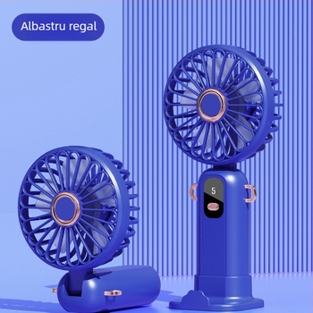 Ventilator USB reîncărcabil mini portabil, de birou, pliabil, 4-in-1, 5 palete, 5 trepte, baterie încorporată 1000–1200 mAh, greutate 170 g, dimensiuni 200×90×45 mm.