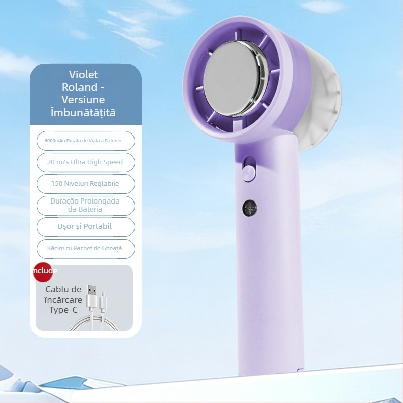 Ventilator mic de mână, turbină de înaltă viteză, reglaj fără trepte la 100 niveluri, baterie Li-ion încorporată 1200-2000mAh, alimentare USB, ventilator portabil pentru exterior