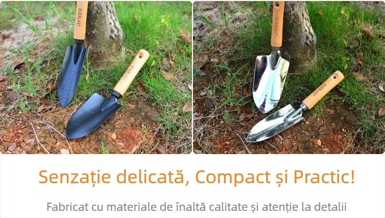 Lopată de grădină din oțel inoxidabil, cu mâner din lemn, pentru transplantarea răsadurilor și plantarea florilor