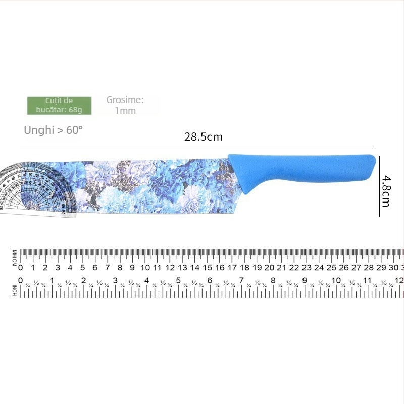 Set de 6 cuțite de bucătărie din oțel inoxidabil colorat 3Cr13, cu logo imprimat